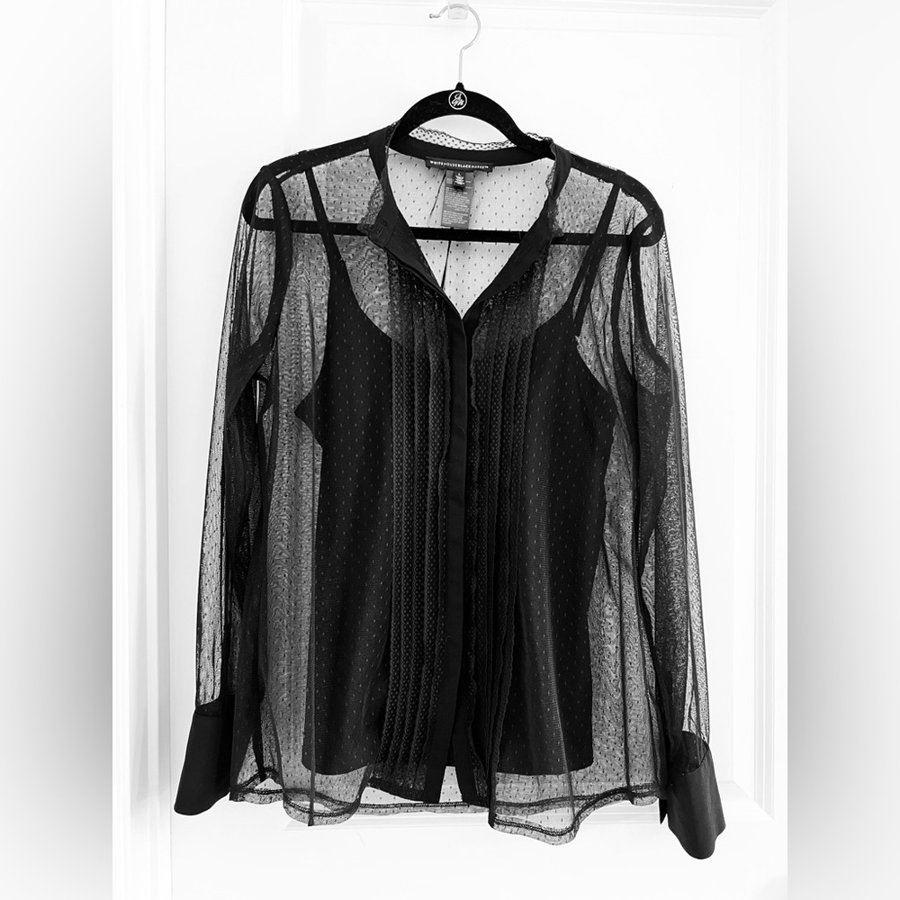 White House Black Market Sheer Black Blouse